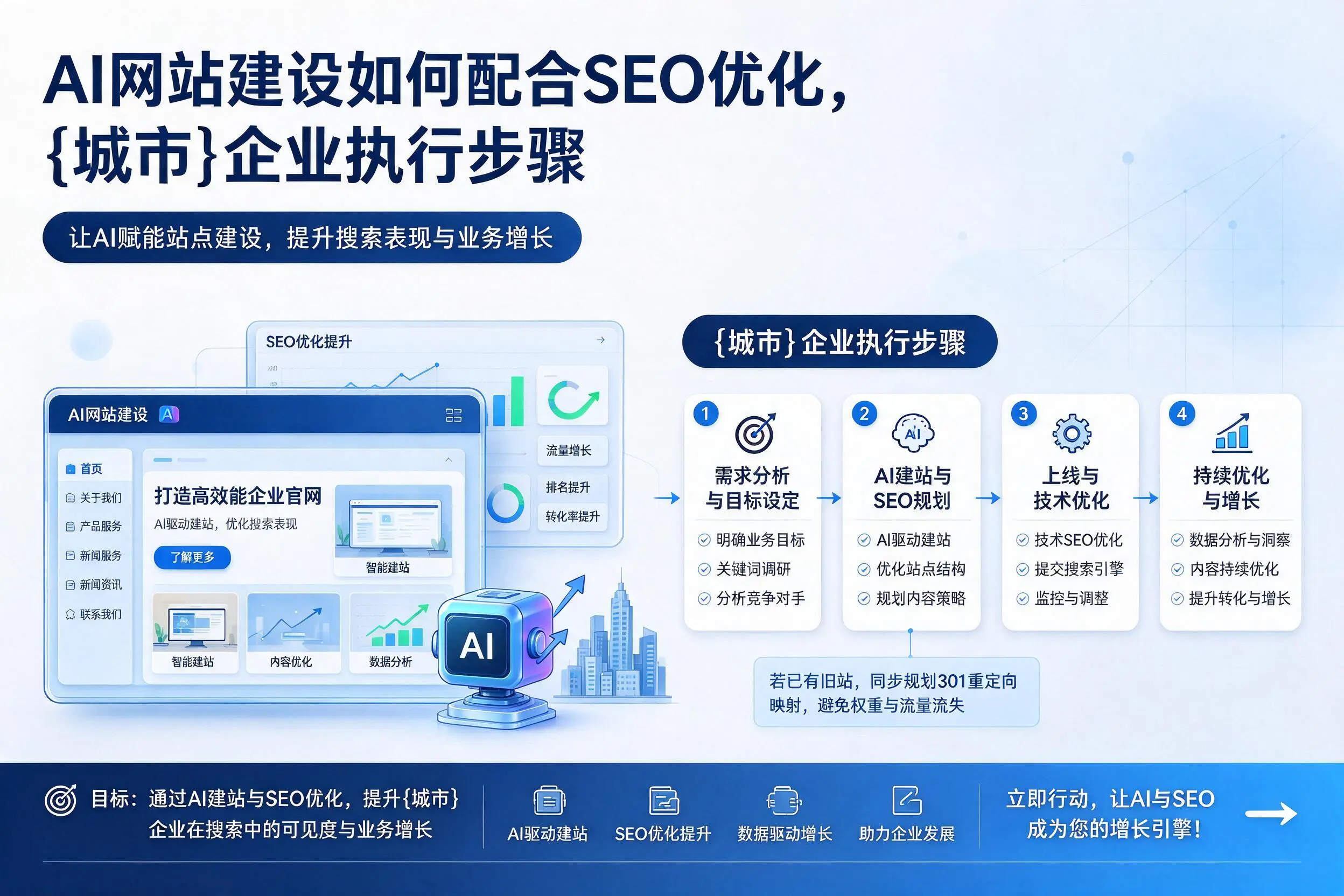 AI网站建设如何配合SEO优化，宿迁企业执行步骤
