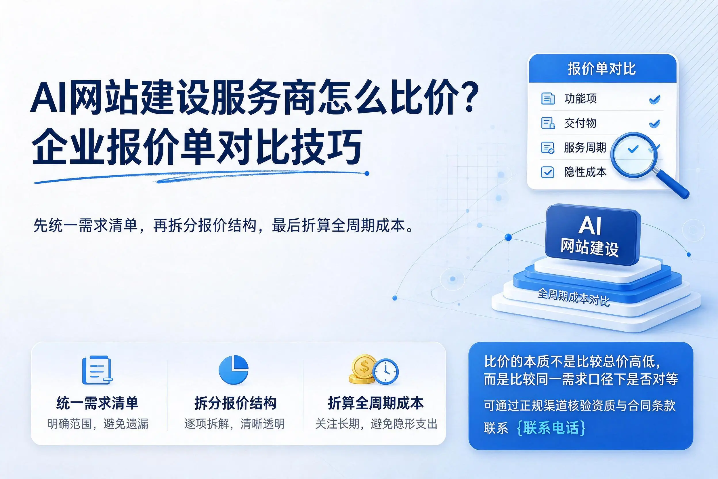 AI网站建设服务商怎么比价?宿迁企业报价单对比技巧