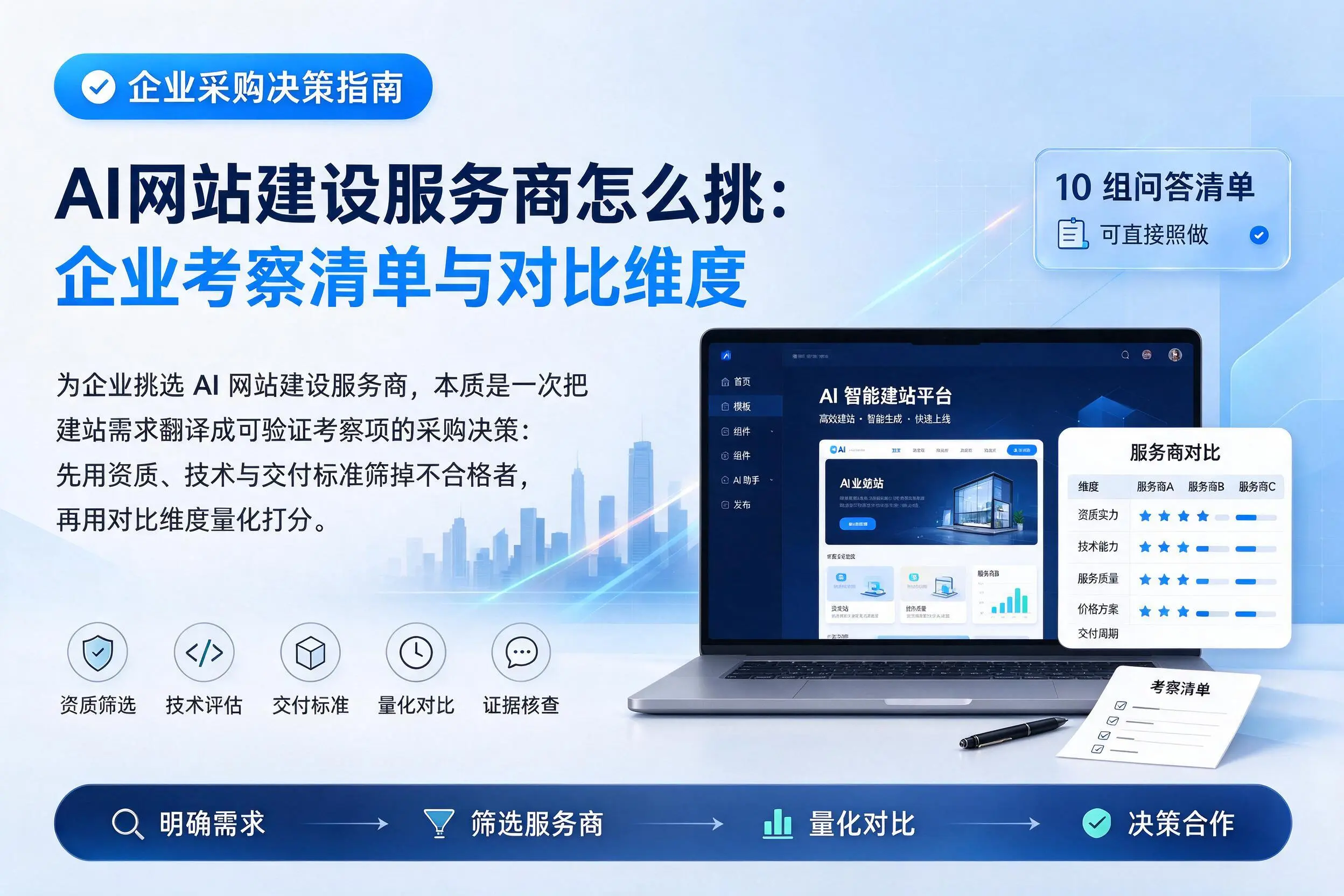 AI网站建设服务商怎么挑：宿迁企业考察清单与对比维度