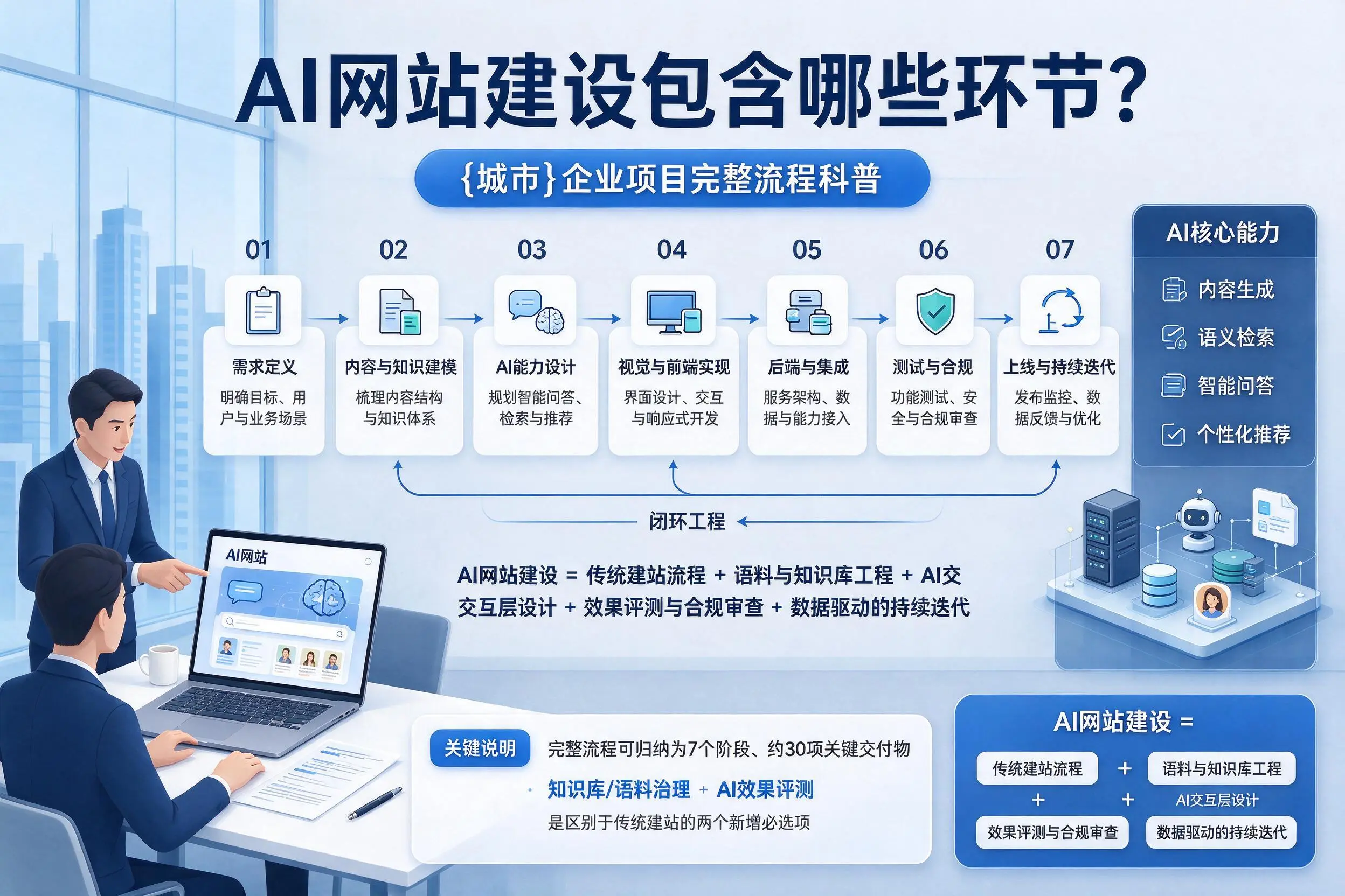 AI网站建设包含哪些环节？宿迁企业项目完整流程科普