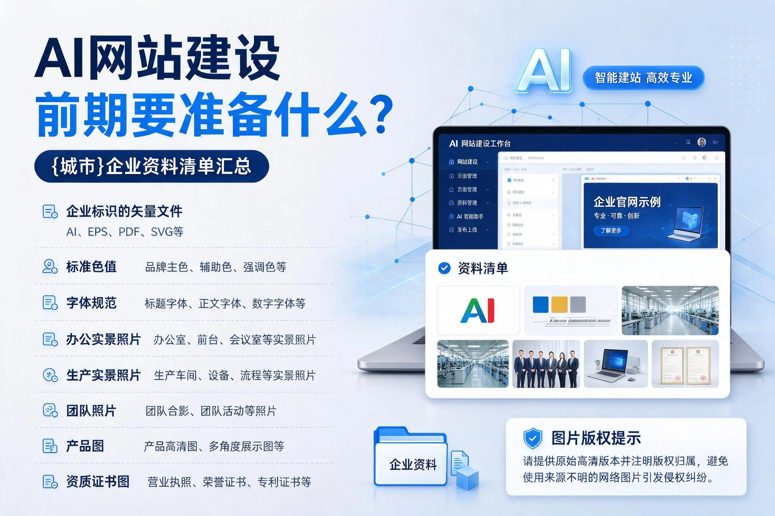 AI网站建设前期要准备什么?宿迁企业资料清单汇总